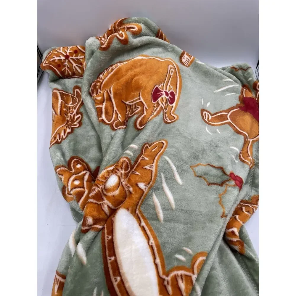 Winnie The Pooh Sugar Cookie Gingerbread Christmas Throw Plush Blanket 50x70 NWT